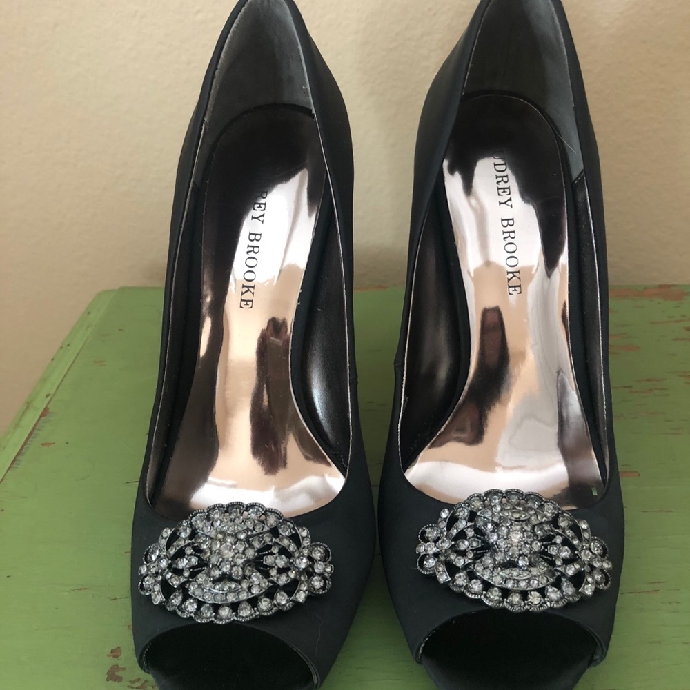 Satin Peep Toe Pumps
